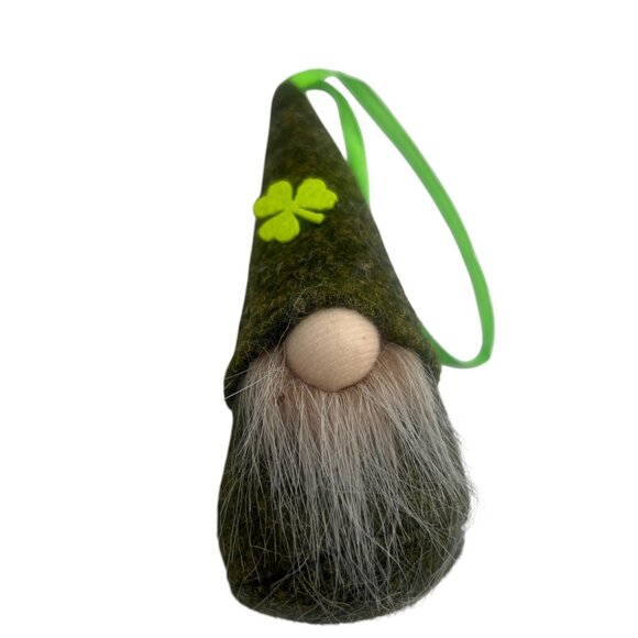 St. Patricks Day Gnome Ornaments With Green Hats & Beard Decorations Set of 3 - Picture 4 of 7